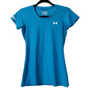 Under Armour Blue Heat Gear Fitted Athletic Short Sleeve Tee Size Small
